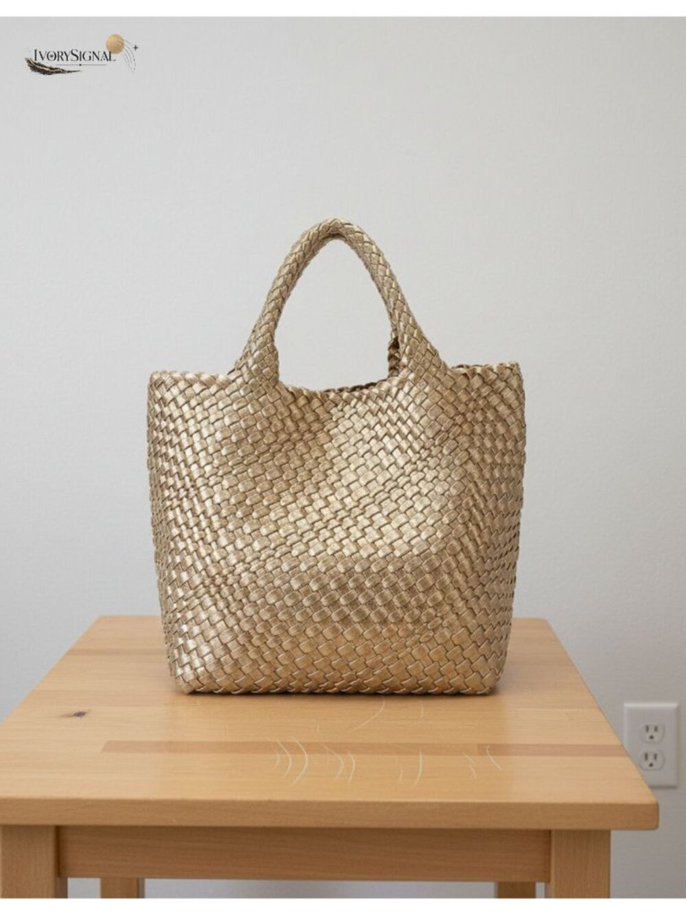 Vegan Leather Woven Tote Handbag Handmade Shoulder Bag for Women Travel